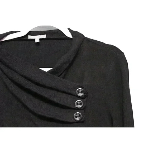 Habitat Clothes to Live In Sweater Size Medium Black Cowl Neck Stretch Buttons - Picture 5 of 12